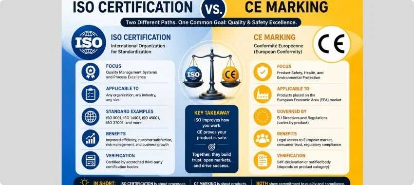 ISO Certification vs CE Marking comparison